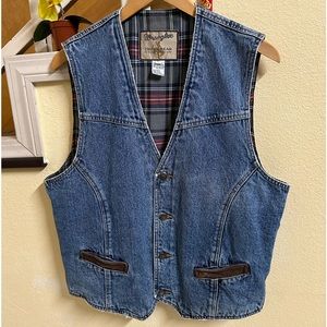 Wrangler Outerwear Vintage Denim Vest Western Flannel Lined ( L )